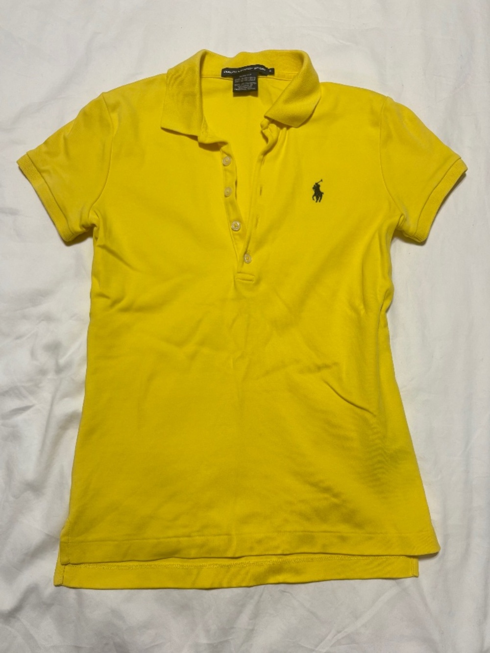 Vintage 2006 Ralph Lauren Sport Yellow Polo Shirt Slim Fit S Clean Y2K